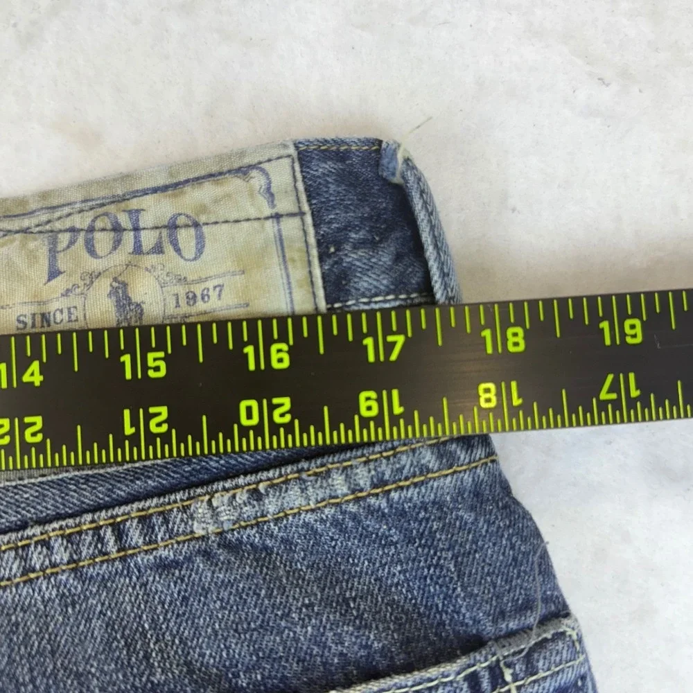 Polo Ralph Lauren Vintage Denim Jeans Mens 35x30 Blue Button Fly Distressed Y2k